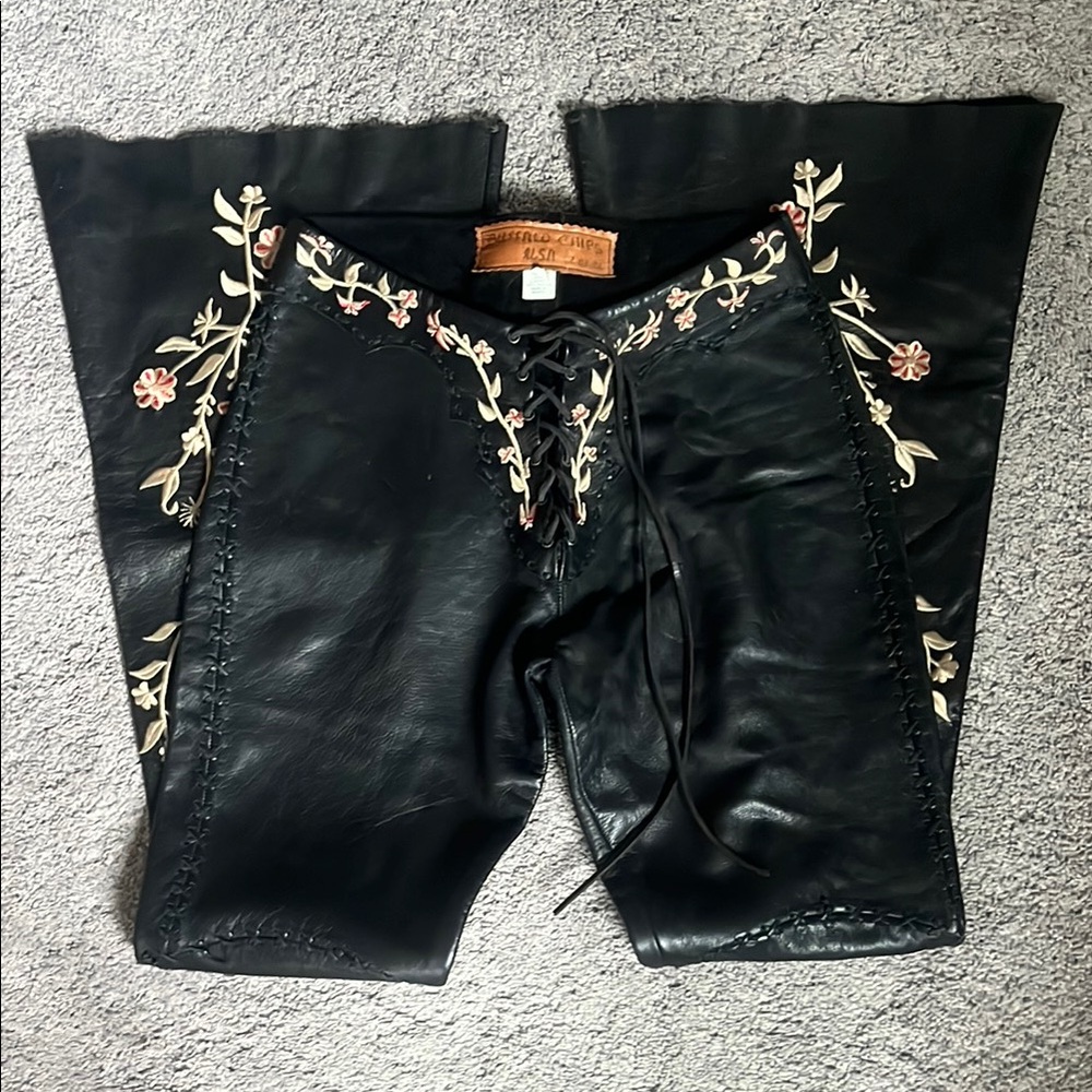 Buffalo Black Floral Embroidered Flare Pants